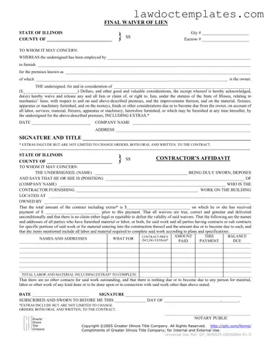 Fill Your Illinois Final Waiver Of Lien Form