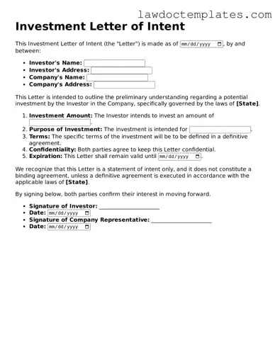 Blank Investment Letter of Intent Document