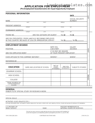 Fill Your Employment Application Pdf Form