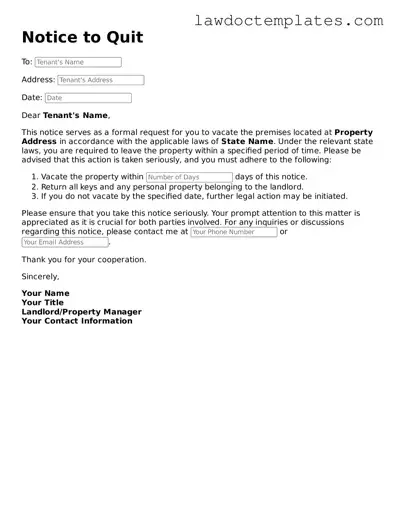 Blank Notice to Quit Document
