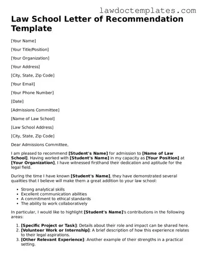 Blank Law School Letter of Recommendation Document