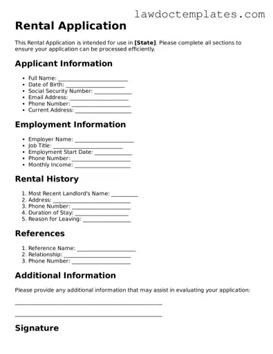 Blank Rental Application Document