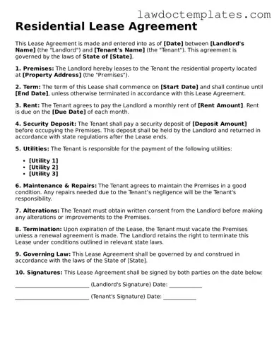 Blank Lease Agreement Document