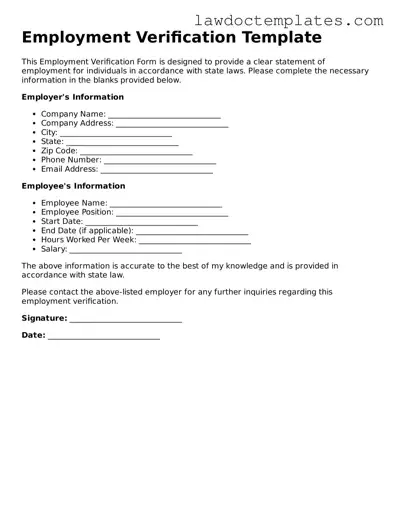 Blank Employment Verification Document