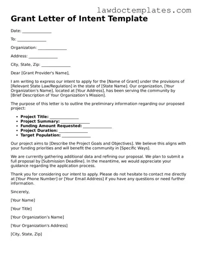 Blank Grant Letter of Intent Document