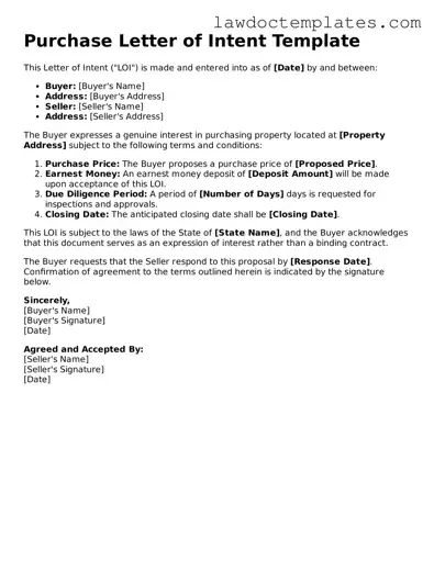 Blank Purchase Letter of Intent Document