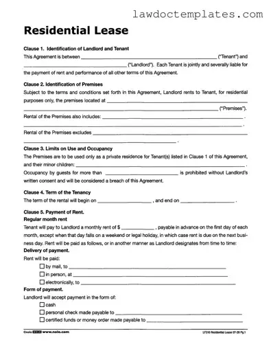 Fill Your Lf310 Residential Lease Form