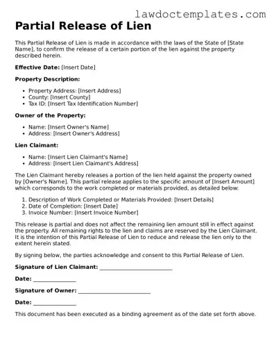 Blank Partial Release of Lien Document