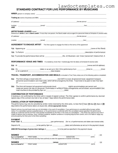 Fill Your Live Performance Contract Form