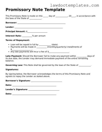 Blank Promissory Note Document