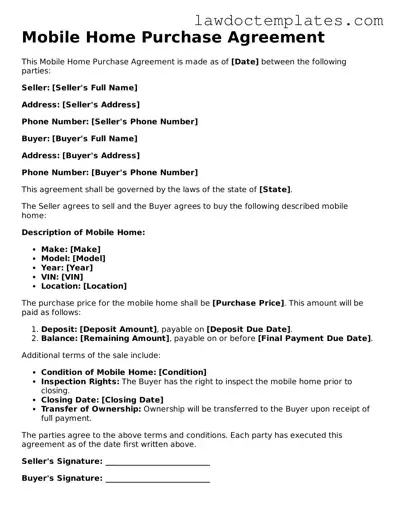 Blank Mobile Home Purchase Agreement Document