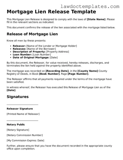 Blank Mortgage Lien Release Document
