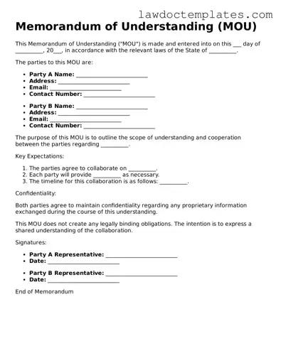 Blank Memorandum of Understanding Document