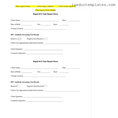 Fill Your Negative Hiv Test Form