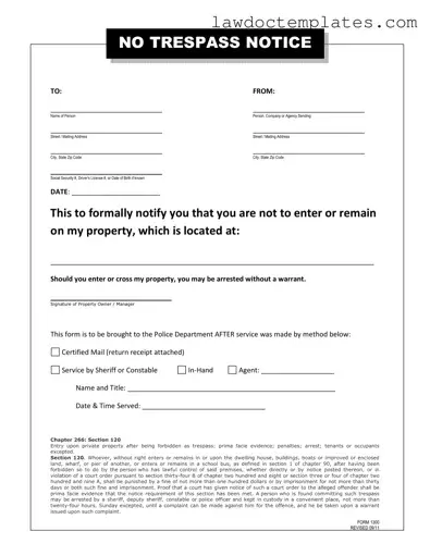 Fill Your No Trespassing Letter Form