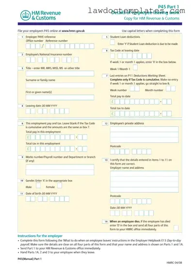 Fill Your P 45 It Form