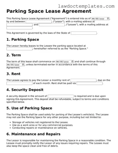 Blank Parking Space Lease Agreement Document