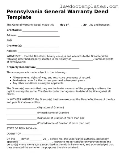 Deed Document for Pennsylvania State