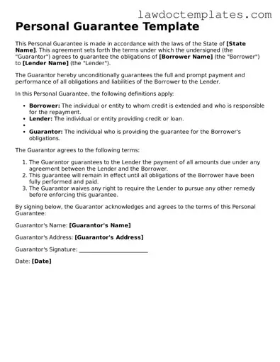 Blank Personal Guarantee Document