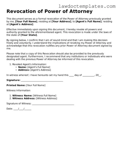 Blank Revocation of Power of Attorney Document