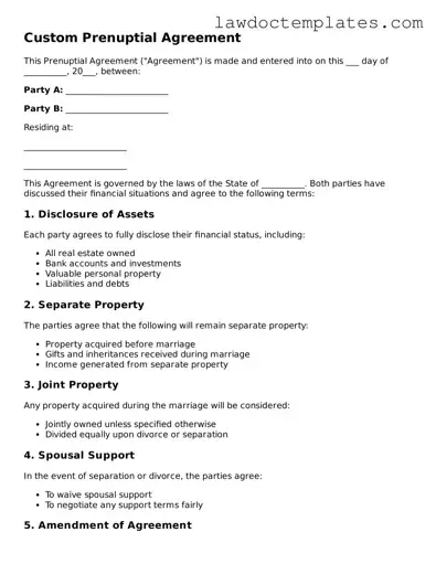 Blank Prenuptial Agreement Document