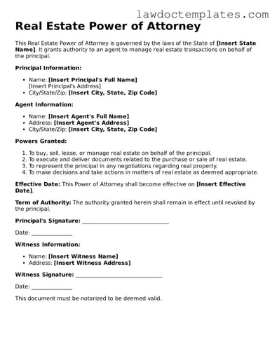 Blank Real Estate Power of Attorney Document