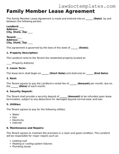 Blank Family Member Lease Agreement Document