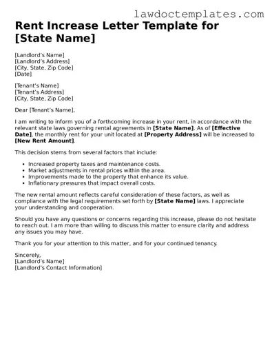 Blank Rent Increase Letter Document