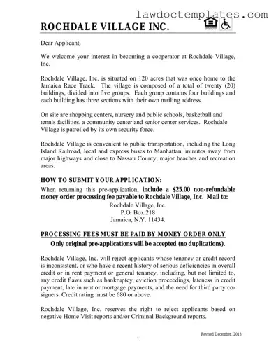 Fill Your Rochdale village application Form