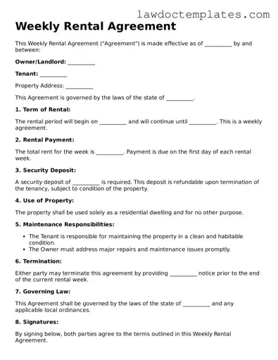 Blank Weekly Rental Agreement Document