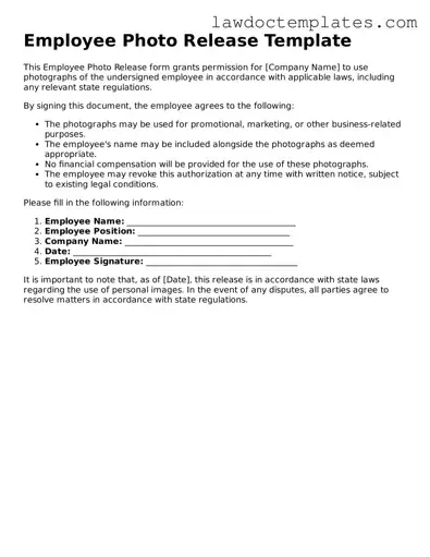 Blank Employee Photo Release Document