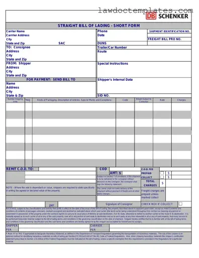 Fill Your Straight Bill Of Lading Form