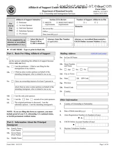 Fill Your USCIS I-864 Form