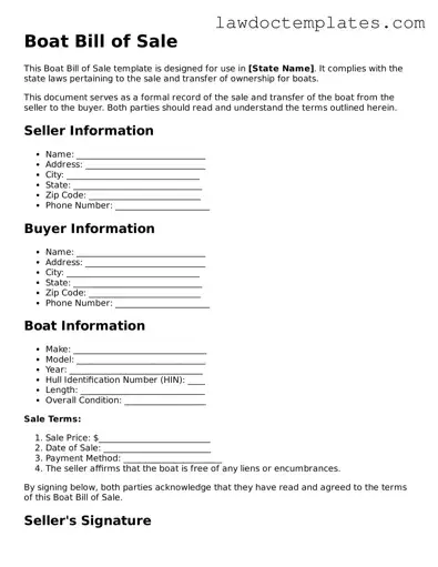 Blank Boat Bill of Sale Document