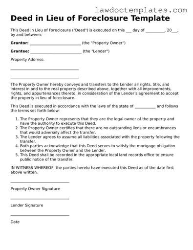 Blank Deed in Lieu of Foreclosure Document