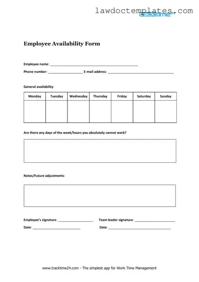 Fill Your Employee Availability Form