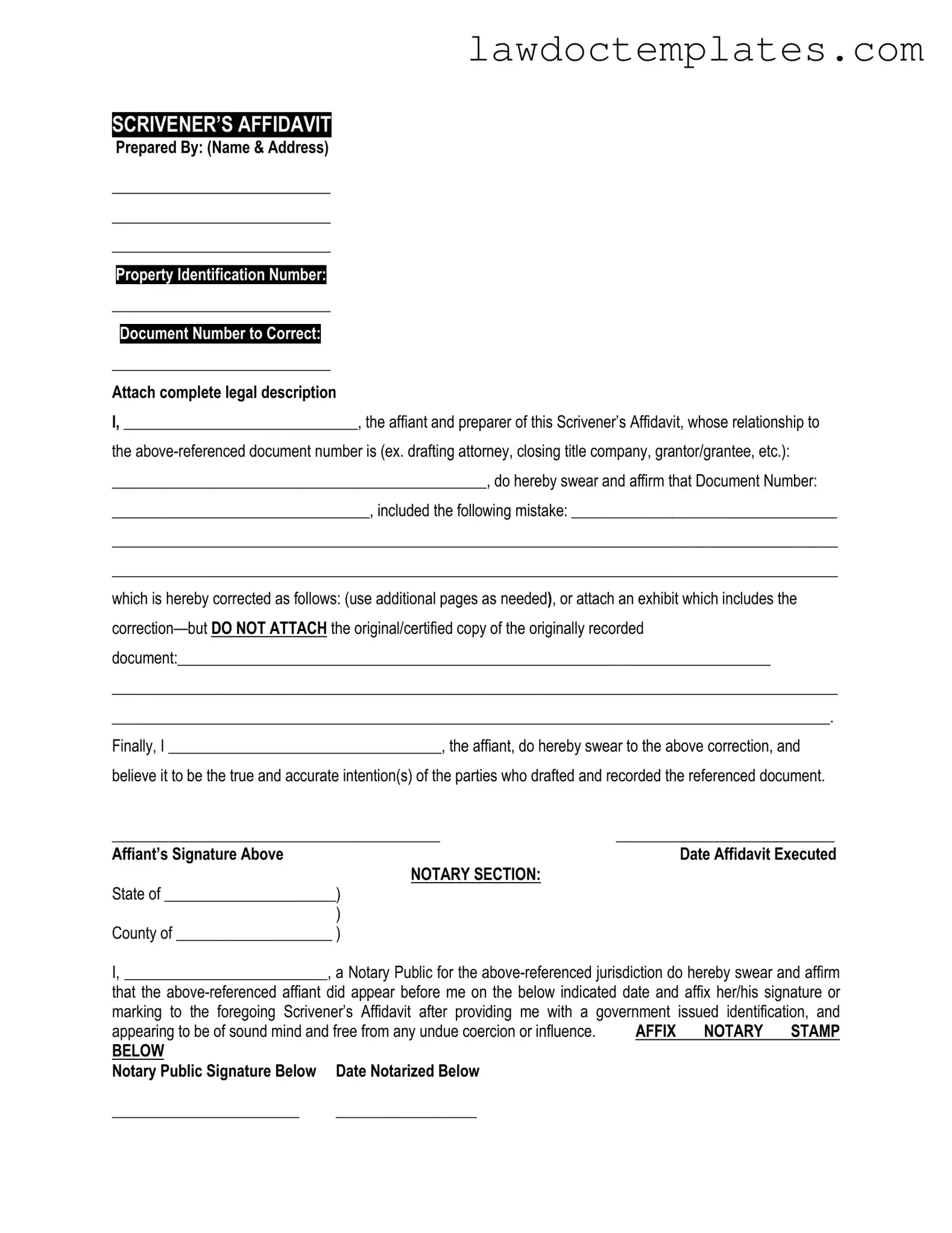 Fill Your Scrivener's Affidavit Form