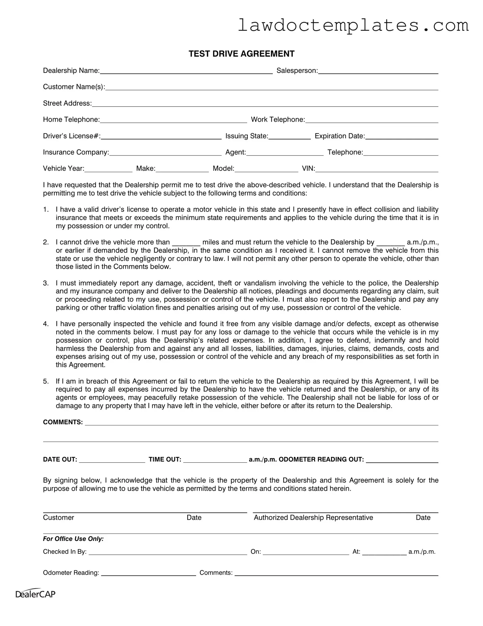 Fill Your Test Drive Form