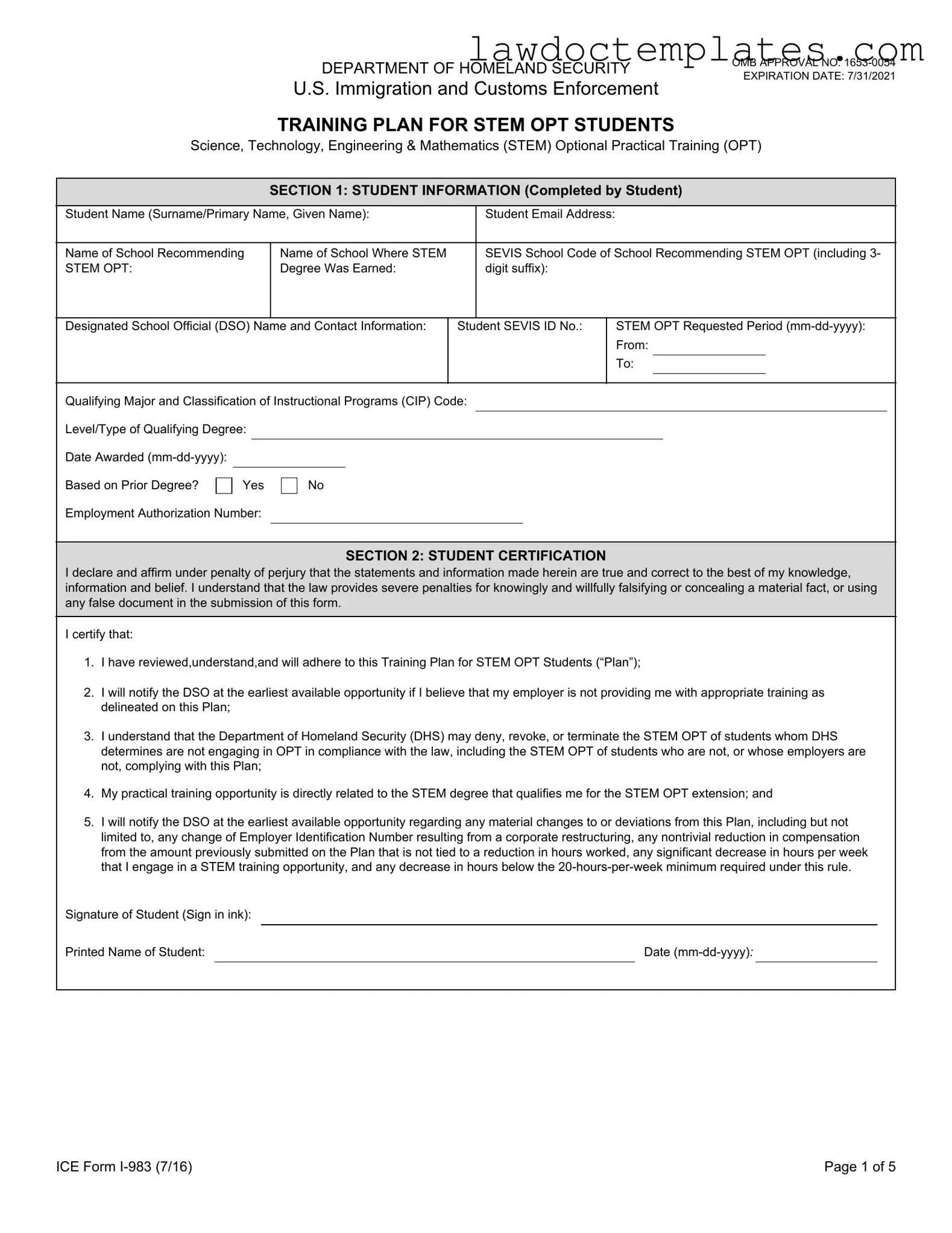 Fill Your ICE I-983 Form