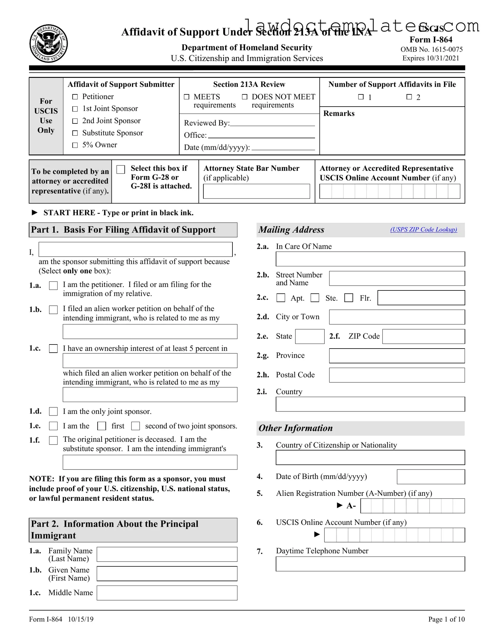 Fill Your USCIS I-864 Form