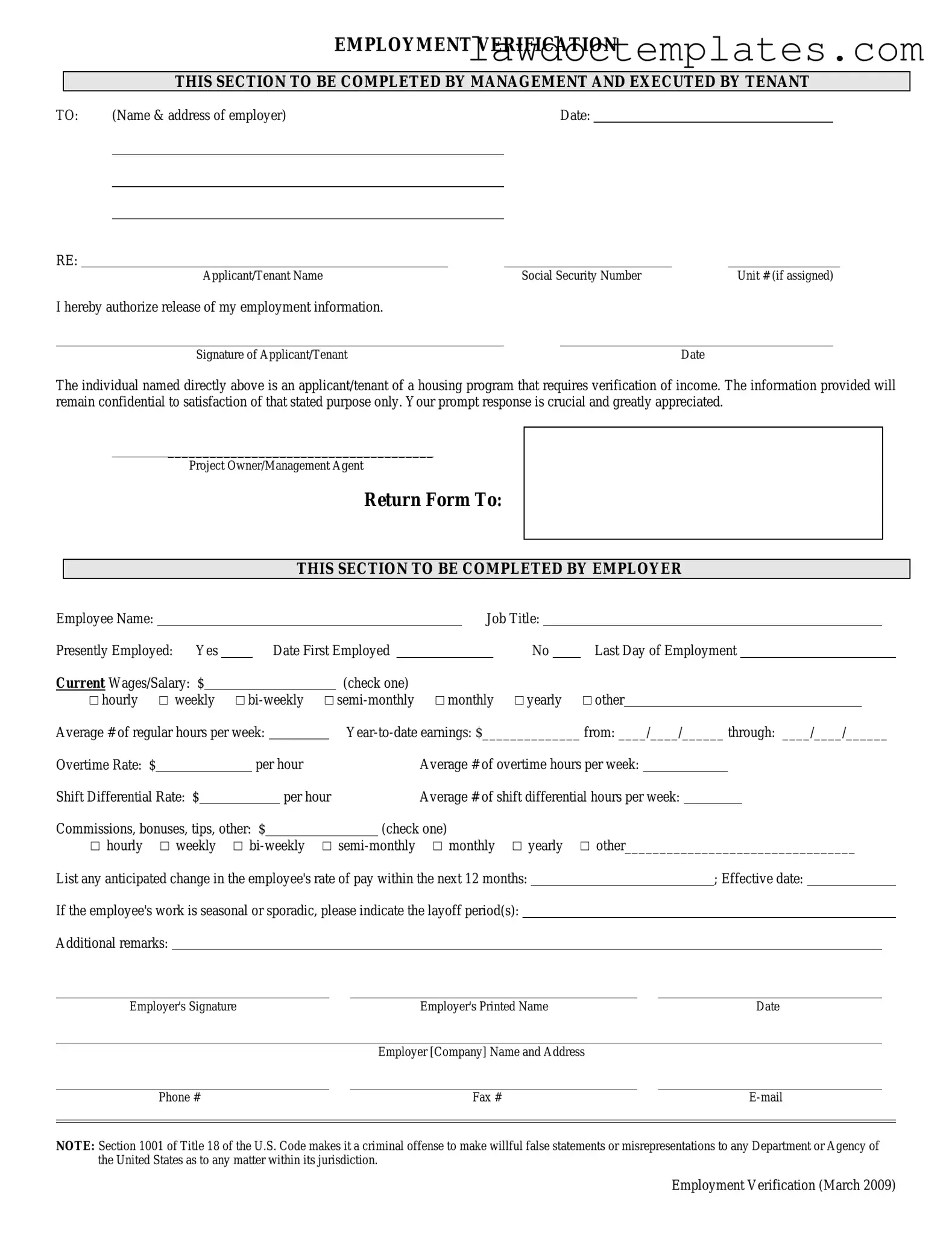 Fill Your Employment verification form Form