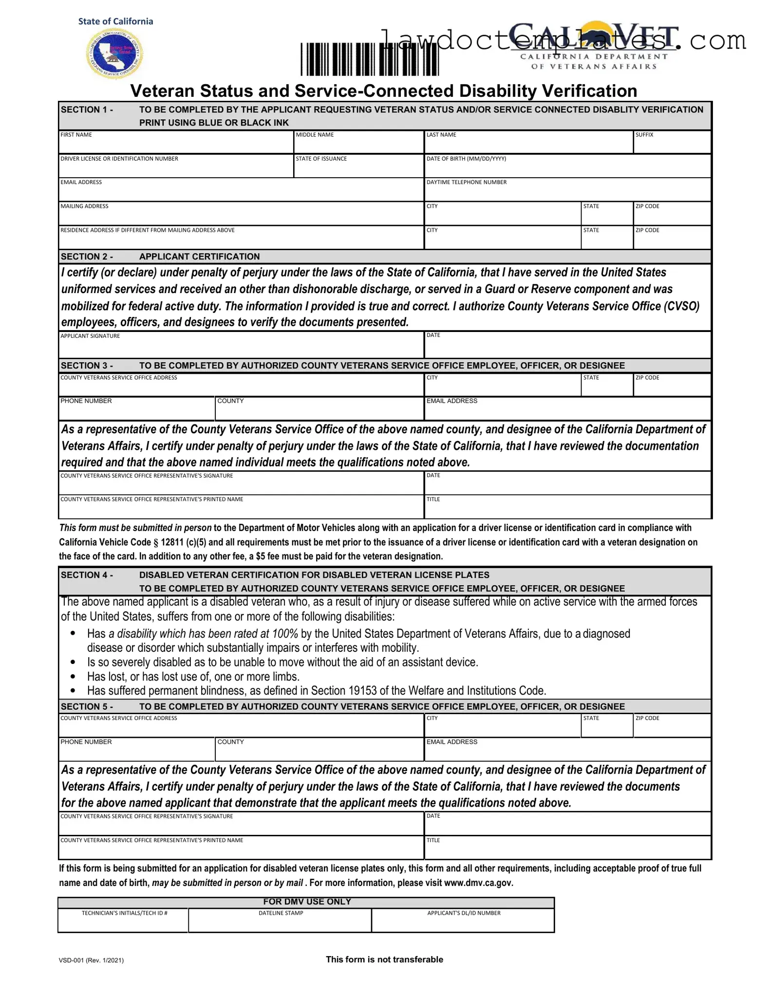 Fill Your Vsd 001 Form