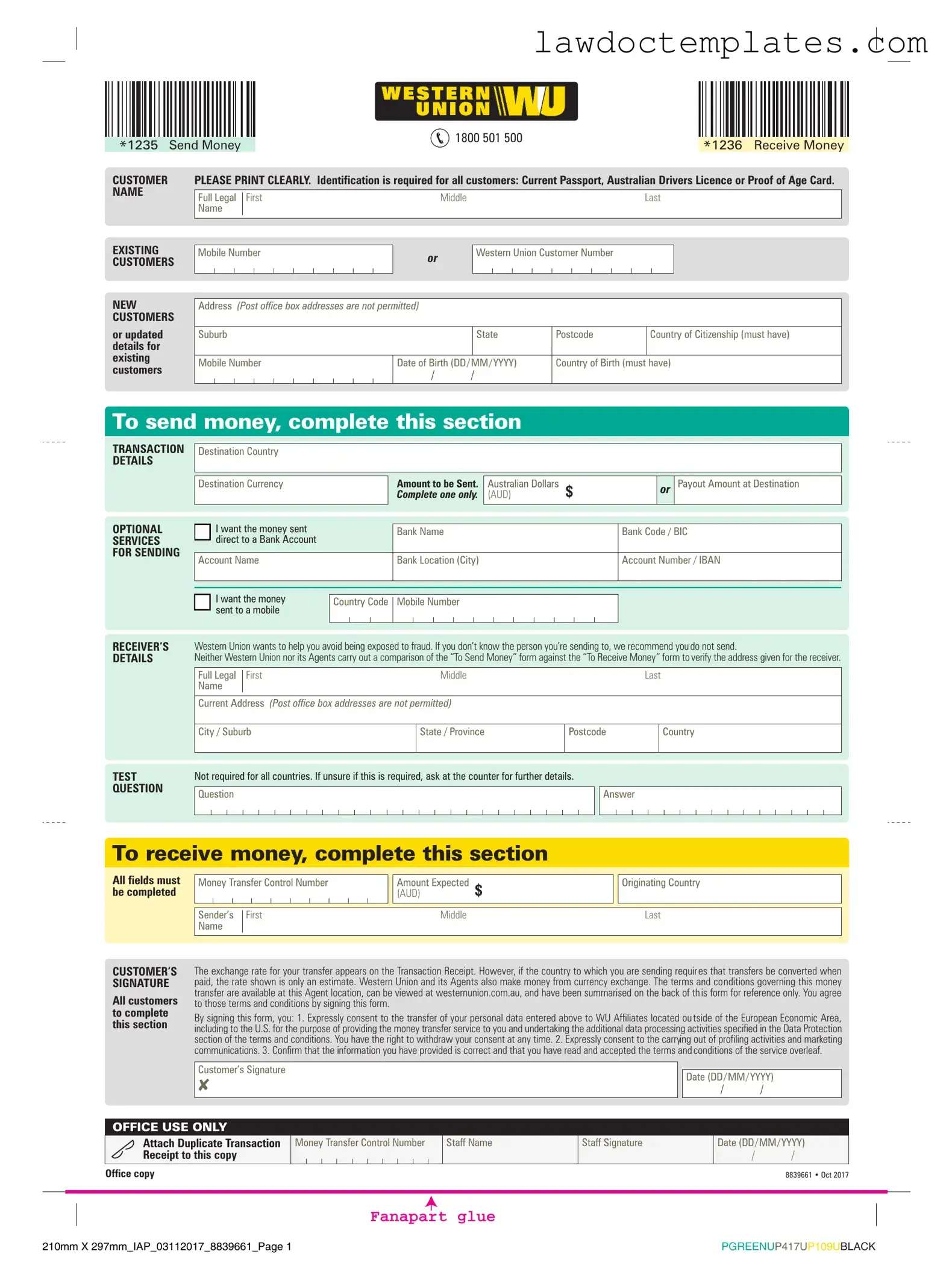 Fill Your Western Union Form
